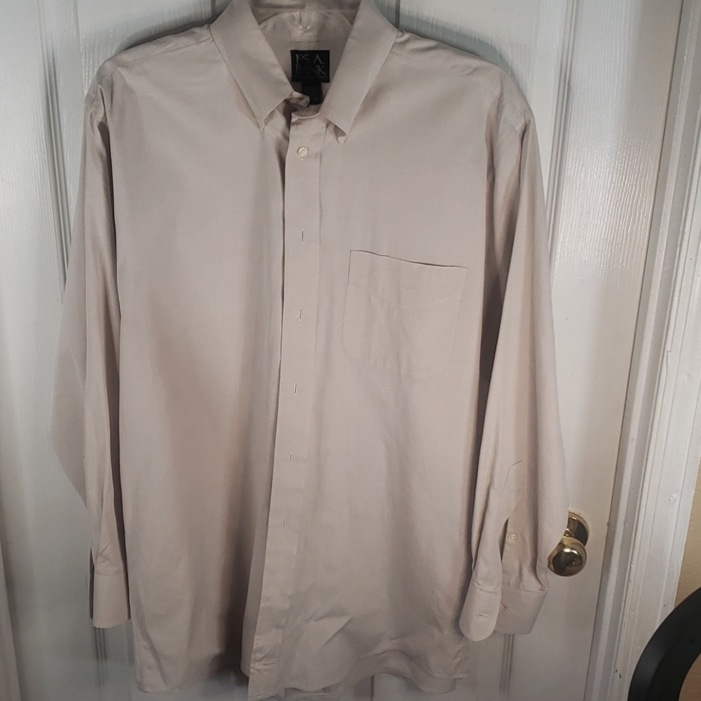 Jo's A Banks Mens 15 1/2-33 Tan Dress Shirt